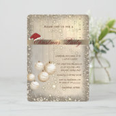 Invitation Christmas Balls Santa Hat Sparkle Noël (Debout devant)