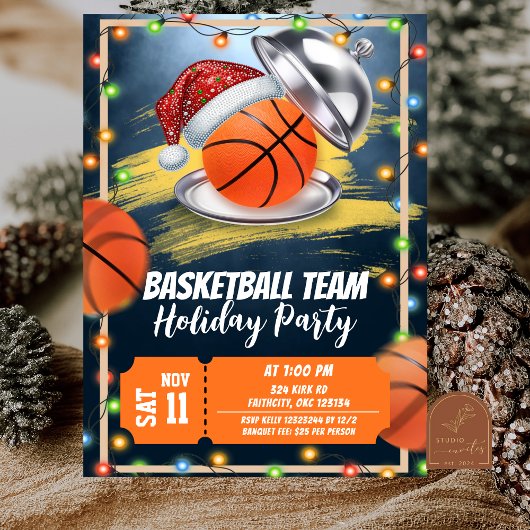 Invitation Christmas Basketball Holiday Party