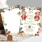 Invitation Christmas Bear Santa Baby Gender Reveal