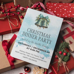 Invitation Christmas Bells Arrière - plan d'hiver