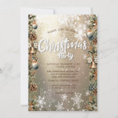 Invitation Christmas Bells Pinecones Snowflakes Company (Devant)