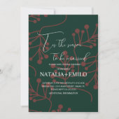Invitation Christmas Berries Elegant Holiday Green Wedding  (Devant)
