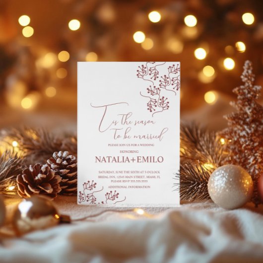 Invitation Christmas Berries Elegant Holiday Wedding