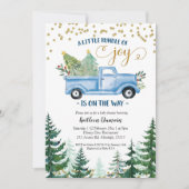 Invitation Christmas Blue Truck Baby Bundle of Joy (Devant)