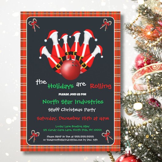 Invitation Christmas Bowling Holiday Party