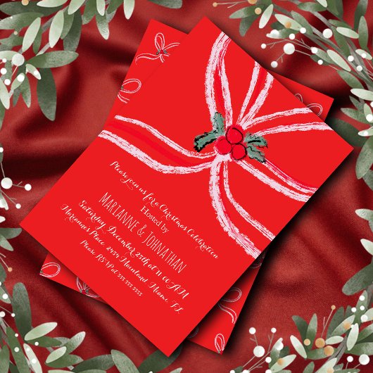 Invitation Christmas Bows Corporate Office Event