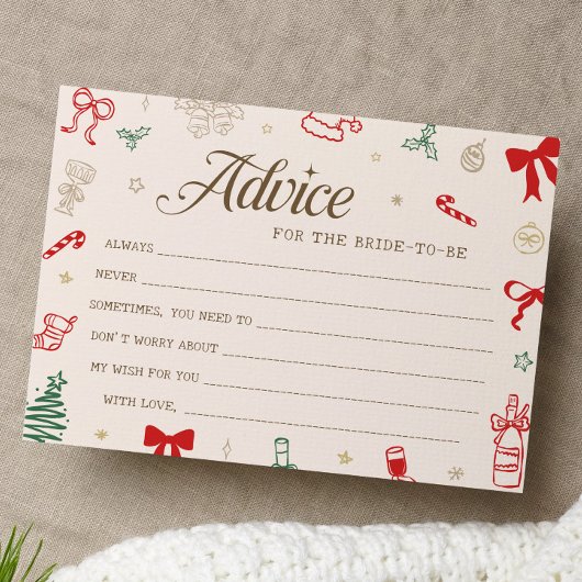 Invitation Christmas Bridal Shower Advice for the Bride Card