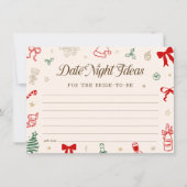 Invitation Christmas Bridal Shower Date Night Ideas Card (Devant)