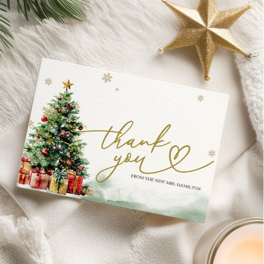 Invitation Christmas Bridal Shower Thank You Card