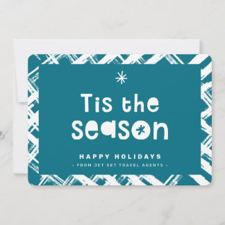 Invitation CHRISTMAS BUSINESS THANKS logo tis the season blue