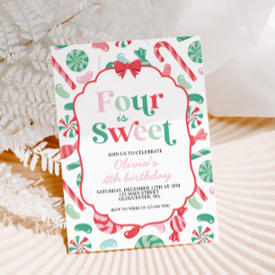 Invitation Christmas Candy Four est Sweet 4e anniversaire