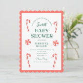 Invitation Christmas Candy Sweet Baby Baby shower (Debout devant)
