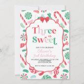Invitation Christmas Candy Three is Sweet 3e anniversaire (Devant)