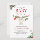 Invitation Christmas Clothesline Merry Little Baby Shower (Devant)