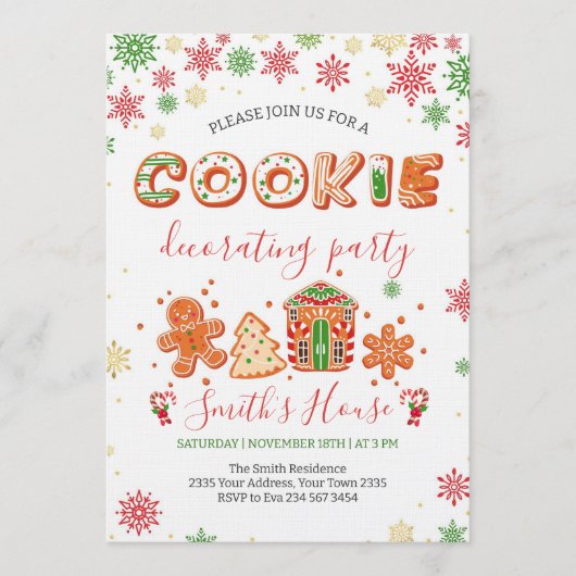 Invitation Christmas Cookie Decorating Party (Devant)