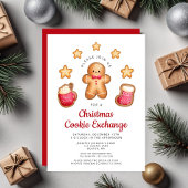 Invitation Christmas Cookie Exchange Cute Gingerbread Homme