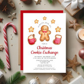 Invitation Christmas Cookie Exchange Cute Gingerbread Homme