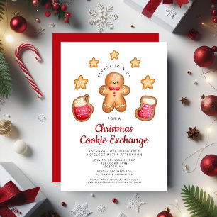 Invitation Christmas Cookie Exchange Cute Gingerbread Homme