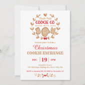 Invitation Christmas Cookie Exchange Gingerbread Rouge Simple (Devant)