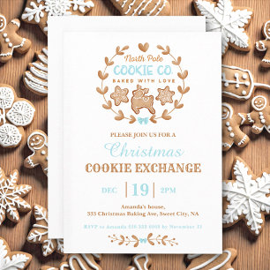 Invitation Christmas Cookie Exchange Gingerpain Bleu Simple
