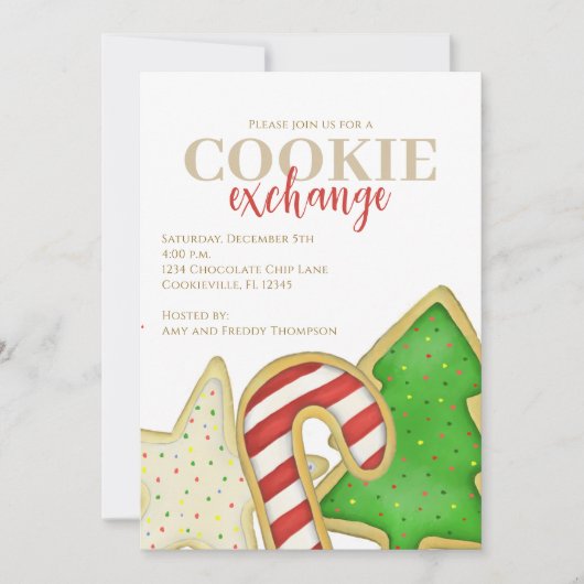 Invitation Christmas Cookie Exchange mignonne party (Devant)