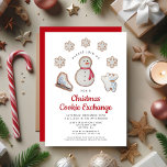 Invitation Christmas Cookie Exchange Party Cute Snowman<br><div class="desc">Soirée de Noël personnalisée Cookie Exchange Party Cute Snowman Invitation.</div>