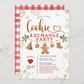 Invitation Christmas Cookie Exchange Party Winter Snowflakes (Devant / Derrière)