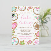 Invitation Christmas Cookie Exchange Pink and Green (Debout devant)
