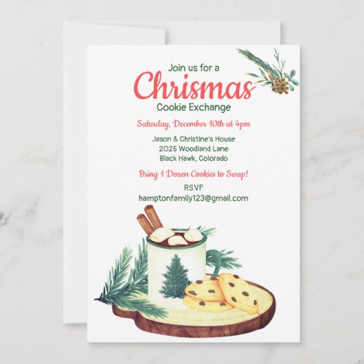 Invitation Christmas Cookie Exchange Winter Party (Devant)