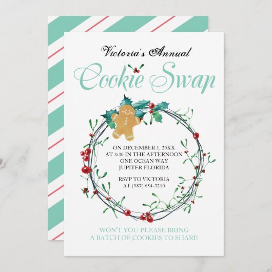 Invitation Christmas Cookie Swap Invite (Devant / Derrière)