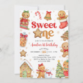 Invitation Christmas Cookie Sweet One 1st Birthday Party (Devant)