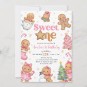 Invitation Christmas Cookie Sweet One 1st Birthday Party (Devant)
