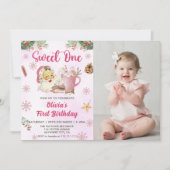 Invitation Christmas Cookie Sweet One 1st Birthday Photo (Devant)