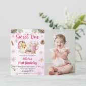 Invitation Christmas Cookie Sweet One 1st Birthday Photo (Debout devant)