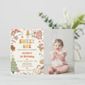 Invitation Christmas Cookie Sweet One 1st Birthday Photo (Debout devant)