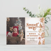 Invitation Christmas Cookie Sweet One 1st Birthday Photo (Debout devant)
