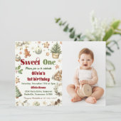 Invitation Christmas Cookie Sweet One 1st Birthday Photo (Debout devant)