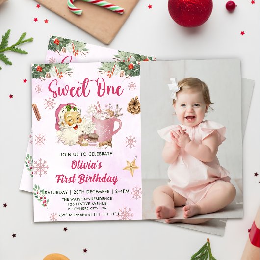 Invitation Christmas Cookie Sweet One 1st Birthday Photo