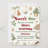 Invitation Christmas Cookie Sweet Un 1er anniversaire fête (Devant)