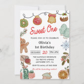 Invitation Christmas Cookie Sweet Un 1er anniversaire fête (Devant)