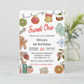 Invitation Christmas Cookie Sweet Un 1er anniversaire fête (Debout devant)