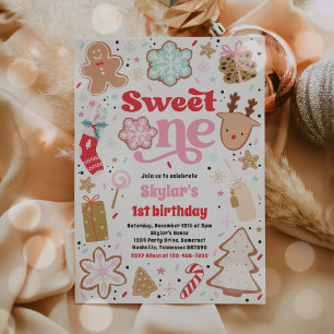 Invitation Christmas Cookie Sweet Un 1er anniversaire fête