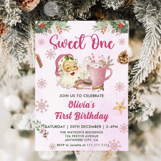 Invitation Christmas Cookie Sweet Un 1er anniversaire fête