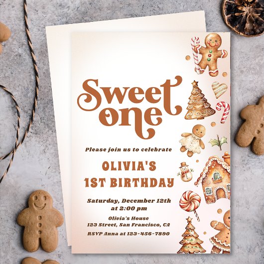 Invitation Christmas Cookie Sweet Un 1er anniversaire fête