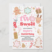 Invitation Christmas Cookie Two Sweet 2nd Birthday Party (Devant)