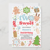 Invitation Christmas Cookie Two Sweet 2nd Birthday Party (Devant)