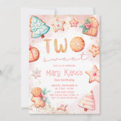 Invitation Christmas Cookie Two Sweet 2nd Birthday Party (Devant)