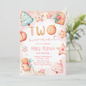 Invitation Christmas Cookie Two Sweet 2nd Birthday Party (Debout devant)