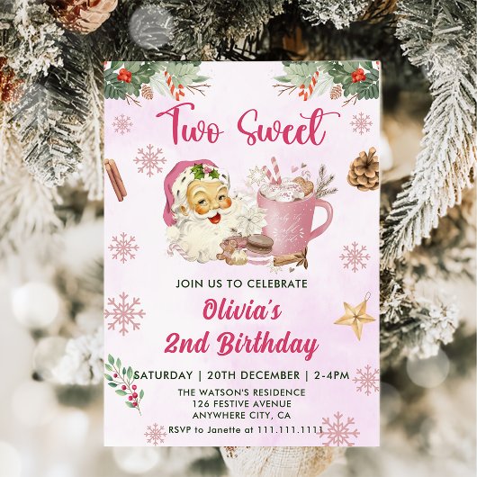 Invitation Christmas Cookie Two Sweet 2nd Birthday Party