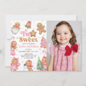 Invitation Christmas Cookie Two Sweet 2nd Birthday Photo (Devant)